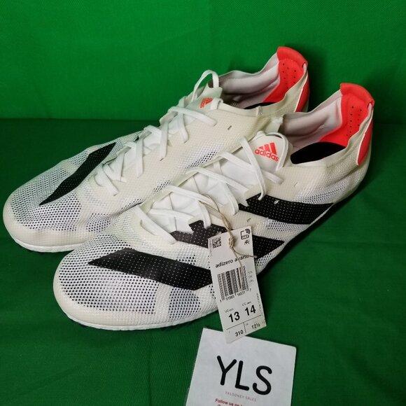 Adidas Adizero Avanti Track Shoes Mens Size 13 White/Solar/Black W/SPIKES NEW